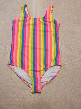 B Magical Kids Swimsuit One Piece Sz 12 Multi Color Stripes